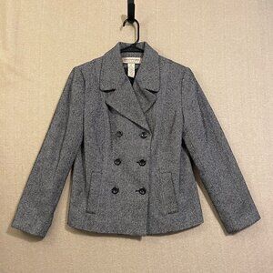 Apostrophe Blazer/Jacket Women's 6 Black Pinstriped Wool Blend Lined Pockets